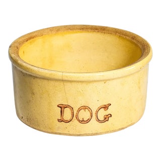 Neat Hand Painted Antique Dog Feeding Bowl Roseville Pottery Pet For Sale