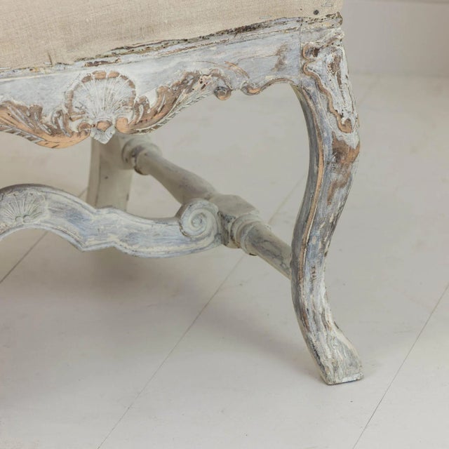 19th Century Swedish Rococo Settee or Sofa Bench in Original Paint For Sale - Image 10 of 12
