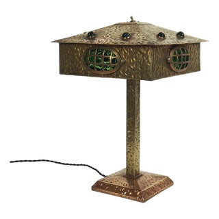 Antique Lamp in Brass and Glass, 1920s For Sale