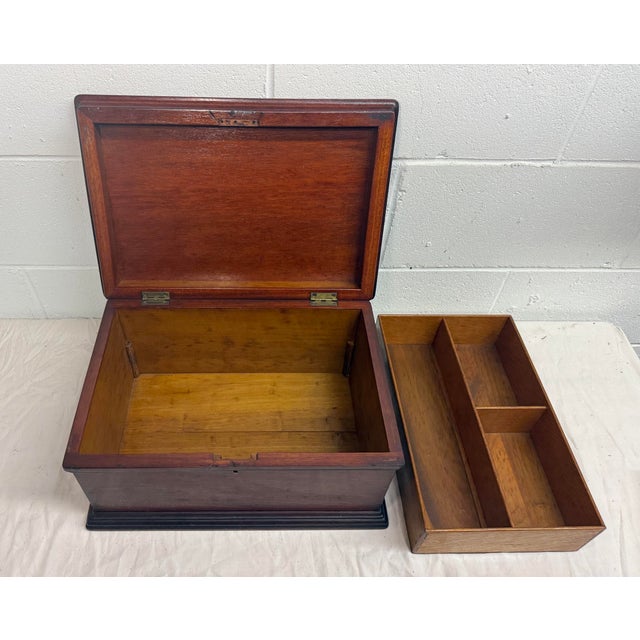 Quality Antique 19th Century Handmade Mahogany Wood Wooden Jewelry Sewing Box For Sale - Image 9 of 9
