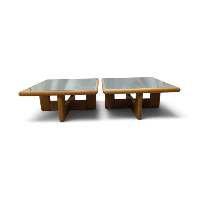 Wood Wooden and Mirrored Glass Coffee Tables, 1970s, Set of 2 For Sale - Image 7 of 7