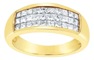 One Carat Triple Row Princess Diamond Wedding Band, Size 4
