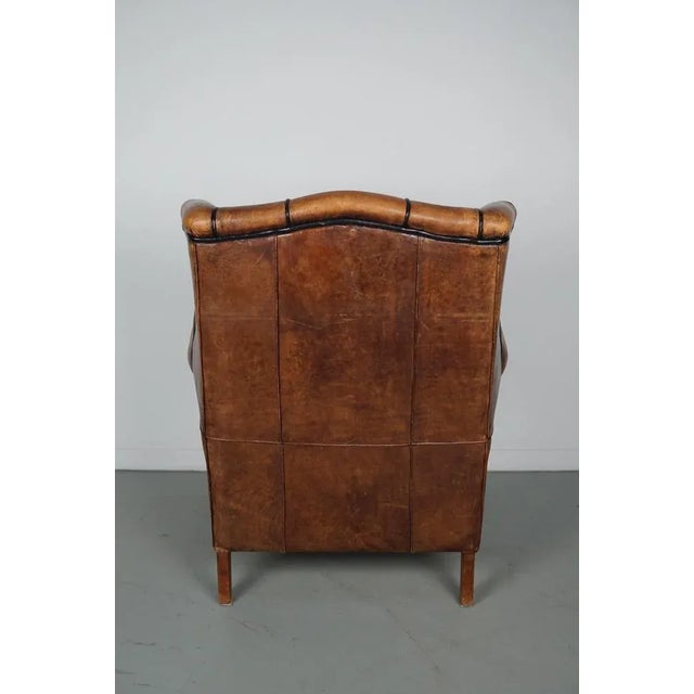 Industrial Vintage Dutch Club Chair in Cognac Colored Leather For Sale - Image 3 of 17