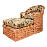 Rattan Tub Chair and Ottoman With Upholstered Cushions, Wicker Works For Sale