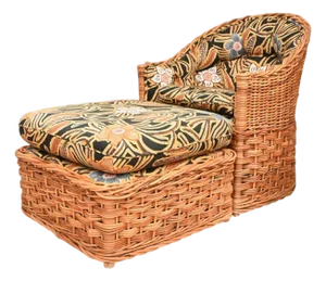Rattan Tub Chair and Ottoman With Upholstered Cushions, Wicker Works