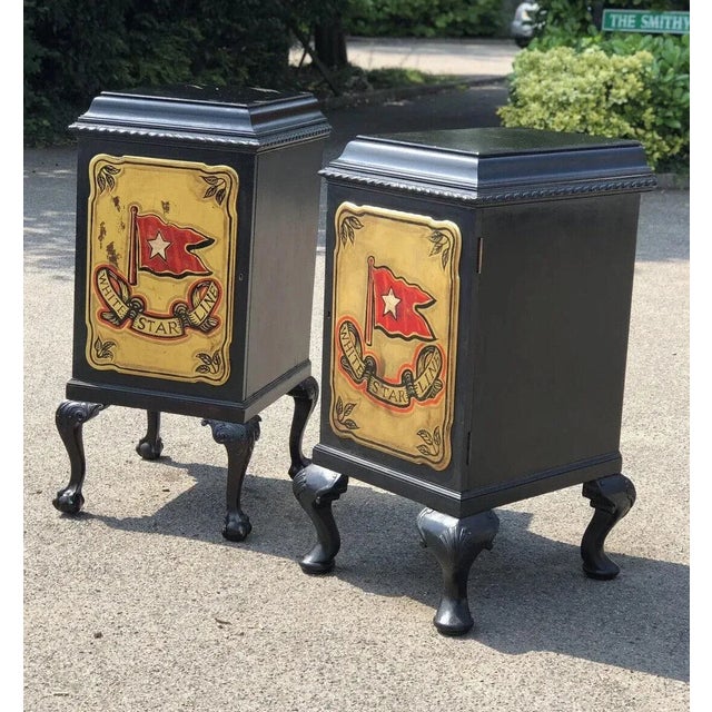 Edwardian Wine Celleratte Cabinets with White Star Line Decoration, Set of 2 For Sale - Image 13 of 13