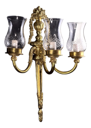 Vintage French Louis XVI Style Gilt Bronze Wall Sconce, 1950s