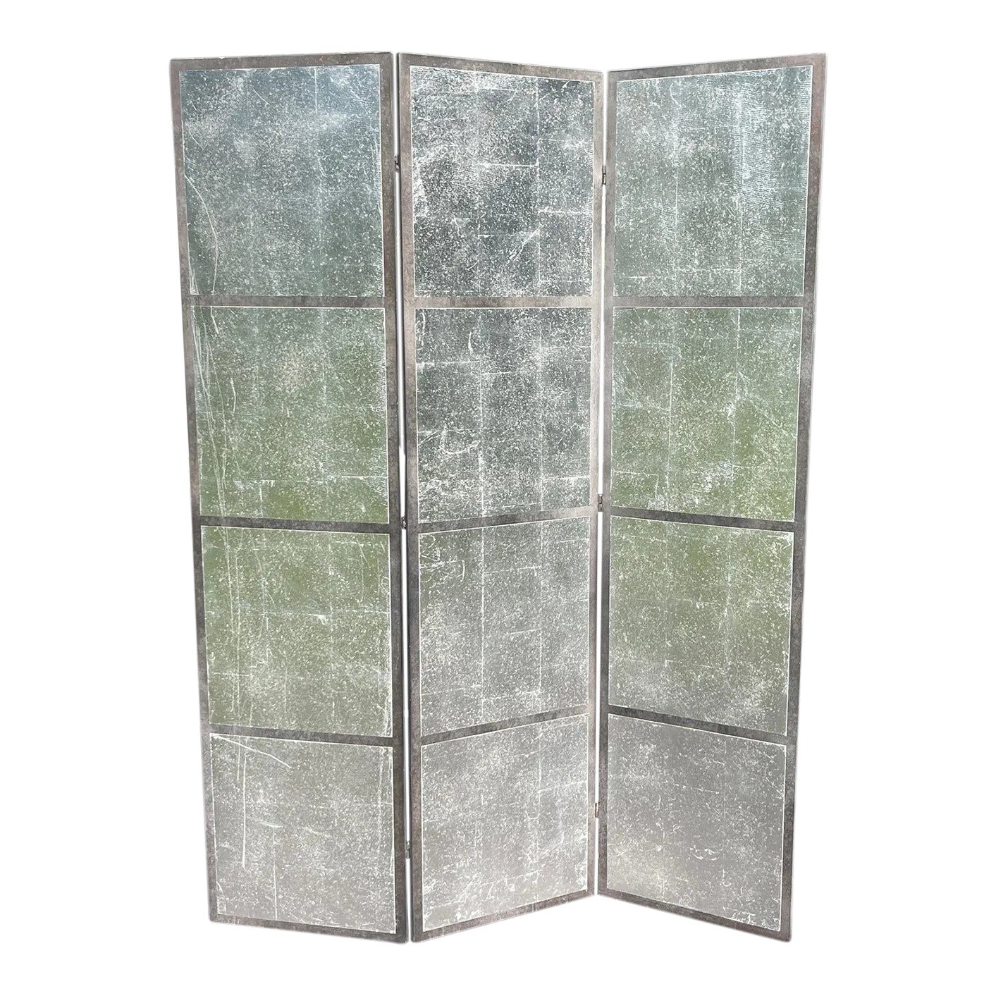 Vintage ThreePanel Folding Faux Mirrored Room Divider Screen Chairish