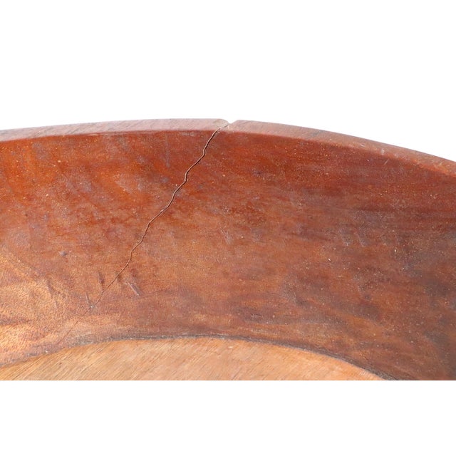 19th C. American Antique Country Style Handmade Wood Center Fruit Bread Bowl For Sale - Image 11 of 12