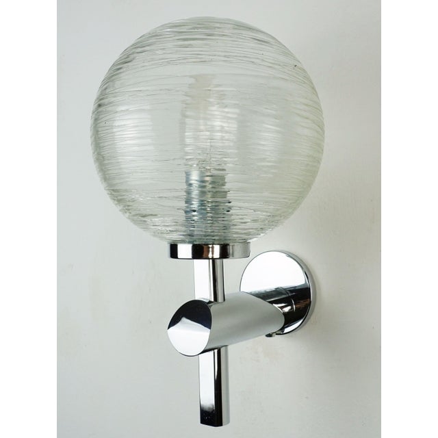 Vintage Wall Lights in Structured Glass and Chrome, 1970s, Set of 2 For Sale - Image 6 of 13