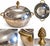An elegant vintage silver plated casserole vegetable dish featuring a polished silver-tone finish, decorative brass...