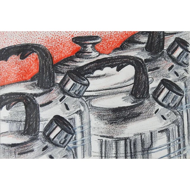 Contemporary Vintage Still Life With Tea Kettles Drawing For Sale - Image 3 of 3