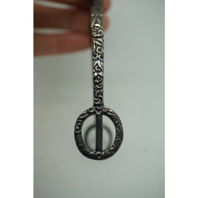 Antique Repousse Sterling Silver Equestrian Horse Screw Clamp Spur 55g 5" For Sale - Image 4 of 11