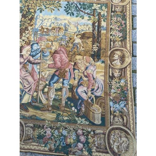 Exquisite French tapestry from the mid-20th century, featuring a beautiful design titled « Harvester payroll»» ( paie des...
