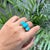 18k Solid Gold Oval 15.78ct Turquoise Three Stone Victorian Ring Size 4 For Sale - Image 9 of 17