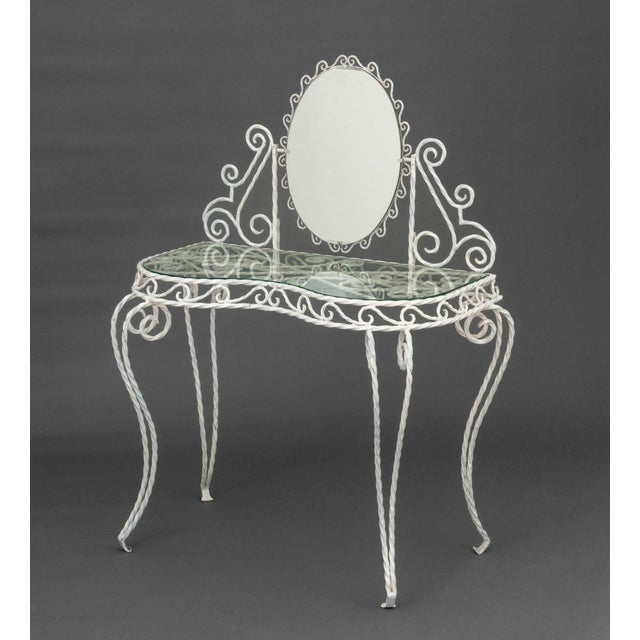 White Modern White Painted Wrought Iron Vanity and Stool For Sale - Image 8 of 13
