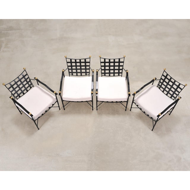 Salterini Set of Four Mario Papperzini Amalfi Iron Lounge Garden Chairs For Sale - Image 4 of 18