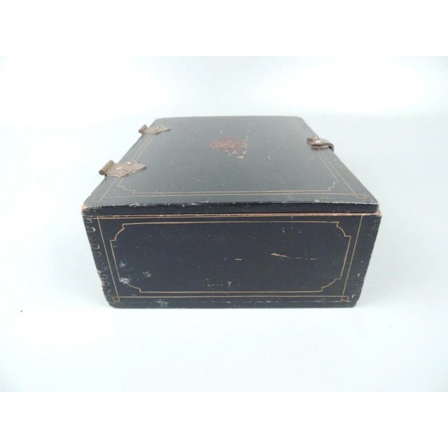 Antique Painted Folk Art Lift-Lid Wooden Box For Sale - Image 9 of 13