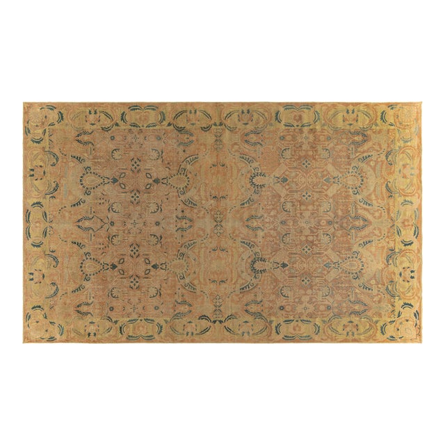 Fine Antique Indian Bold, Orange Handmade Wool Rug For Sale