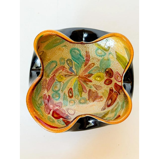 1950s Mid Century Modernist Italian Multicolor Confetti Murano Style Art Glass Freeform Decorative Bowl For Sale In Dallas - Image 6 of 15