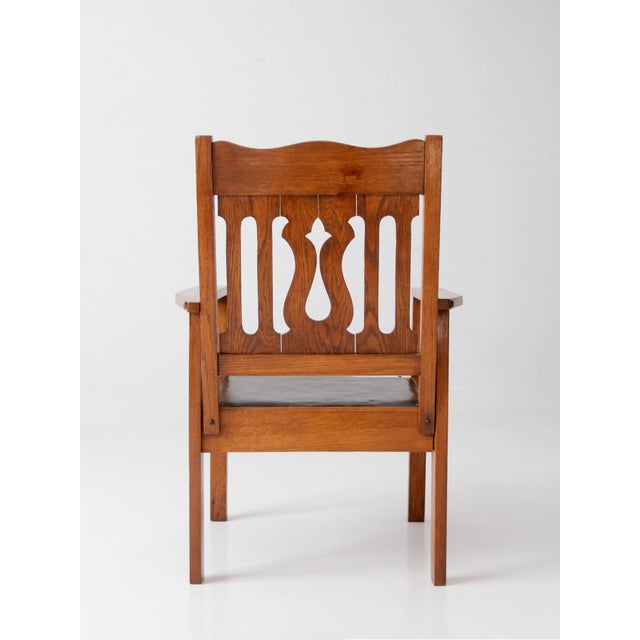 Early 20th Century Antique Arts and Crafts Mission Oak Armchair For Sale - Image 5 of 14