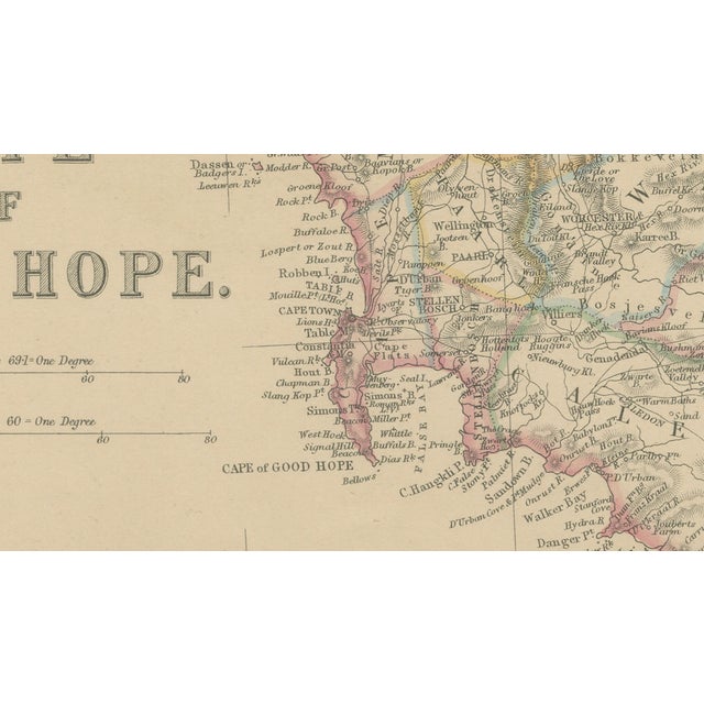 Mid 19th Century Antique Map of Cape of Good Hope in South Africa, 1860s For Sale - Image 5 of 11