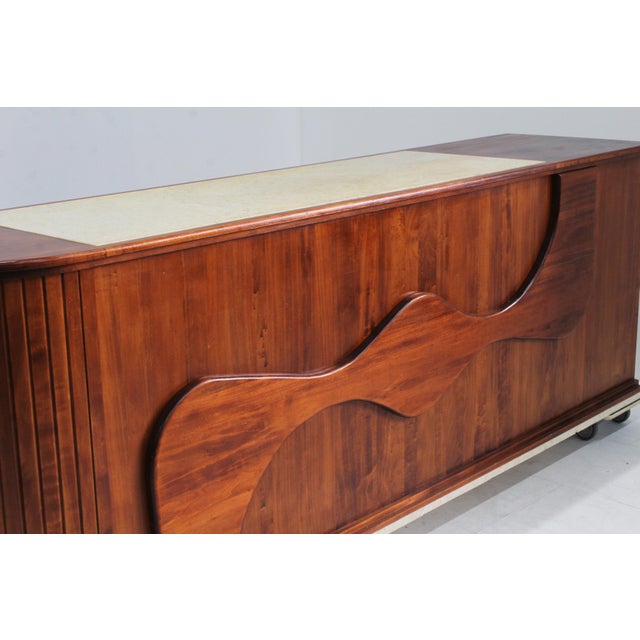 Vintage Shop Counter Sideboard in Marble and Wood, Italy, 1970s For Sale - Image 4 of 12