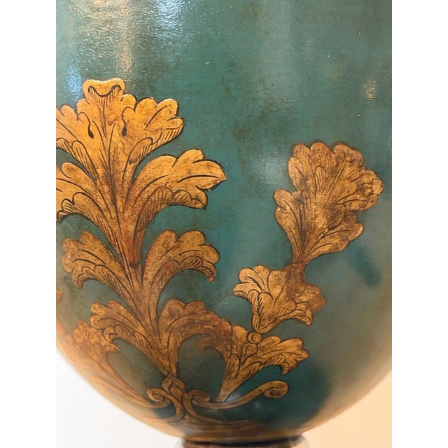 Mid 20th Century Italian Neoclassical Tole Urn Table Lamp Hand Painted Original Parchment Shade For Sale - Image 10 of 18