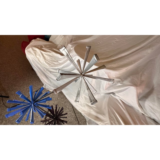 Mid-Century Modern Mid-Century, Modern Atomic Wrought Iron, Starburst Sculpture For Sale - Image 3 of 7