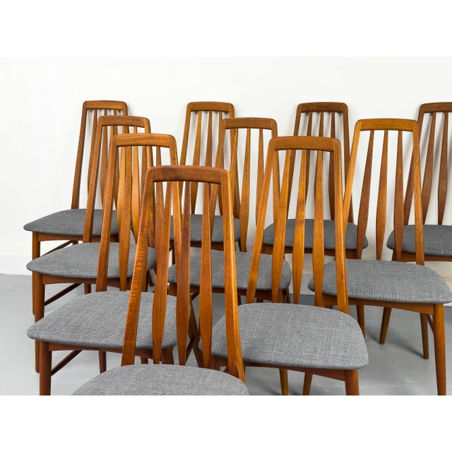 Wood Teak Eva Chairs by Niels Koefoed for Hornslet Møbelfabrik, 1960s, Set of 10 For Sale - Image 7 of 15