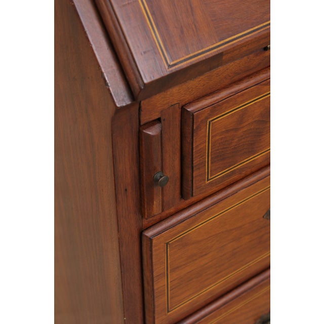 Antique Bench Made Inlaid Walnut Slant Front Desk For Sale - Image 15 of 16