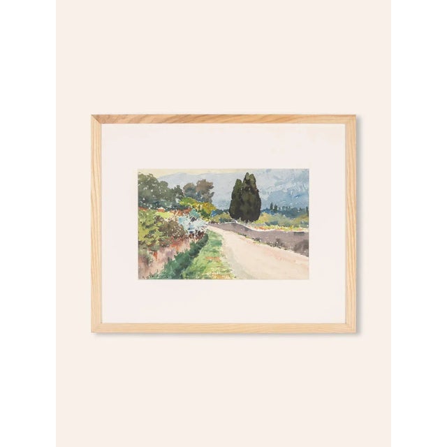 A. Chardeyron expressionist watercolor of a landscape from 1928. Ready to hang framed in handmade real wood frame made of...