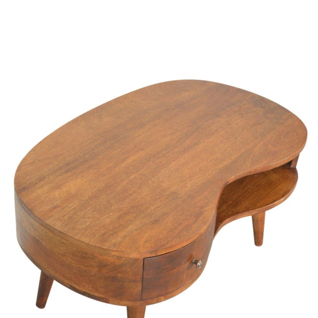 Contemporary Mango Wood Coffee Table With Drawer and Open Storage For Sale - Image 3 of 8