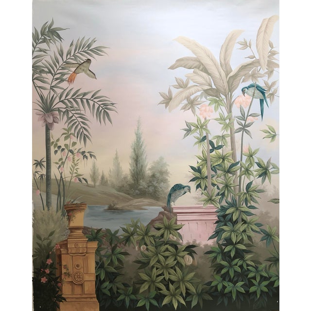 1: Commodity: Hand-Painted Morandi Misty Classical Garden Tropical Bird & Foliage Wall Mural 2: Handicrafts: 100% handmade...