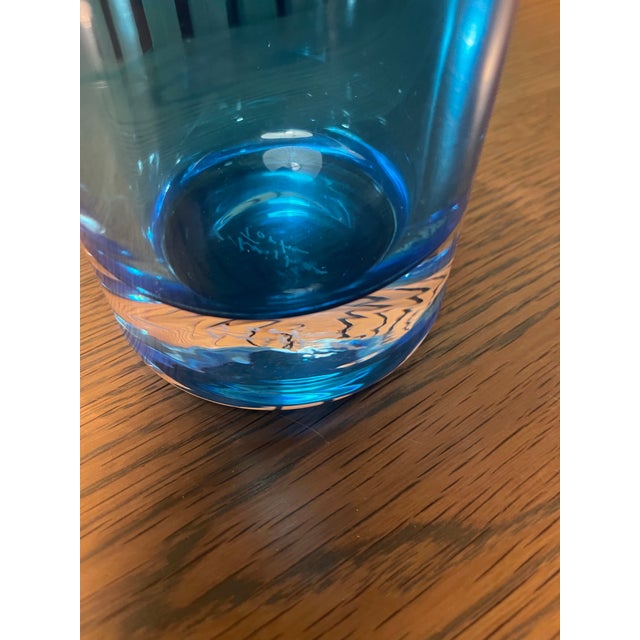 Signed Blue Studio Art Glass Sculptural Vessel by Christian T. | Late 20th Century Modern Statement Vase For Sale In Nantucket - Image 6 of 8