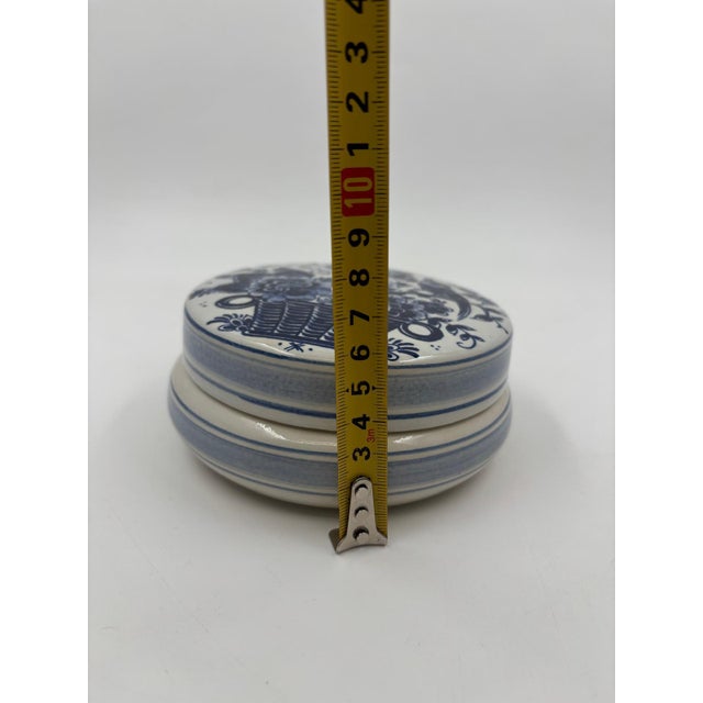 Hand-Painted Blue and White Ceramic Jar, Delft, Netherlands For Sale - Image 9 of 10