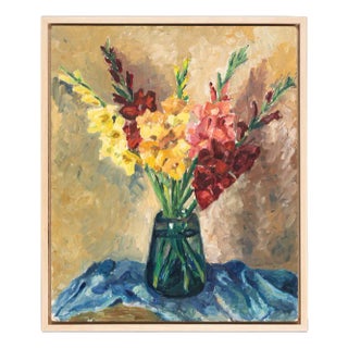 Gerd Vitzthum, Gladioli, Oil on Panel, Framed For Sale