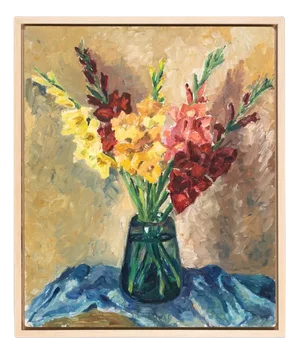 Gerd Vitzthum, Gladioli, Oil on Panel, Framed