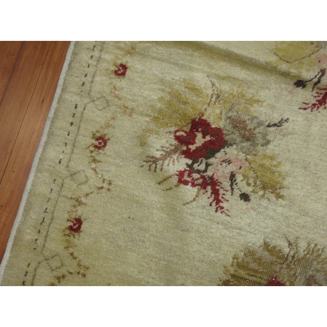 Mid 20th Century Vintage Zabihi Collection Turkish Anatolian Floral Runner - 3'8" x 8'10" For Sale - Image 5 of 9