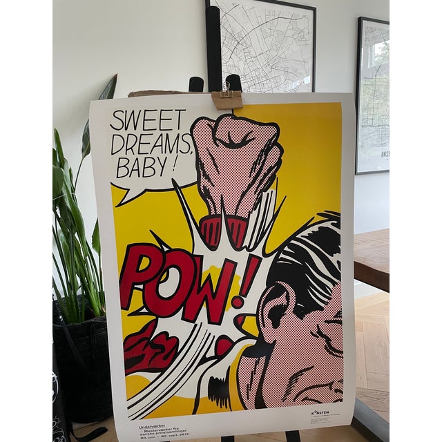 Pop Art Roy Lichtenstein (1923-1997) Iconic Exhibit Poster Sweet Dreams, Baby (1965), Original Roy Lichtenstein Museum Poster, Printed in Denmark For Sale - Image 3 of 11