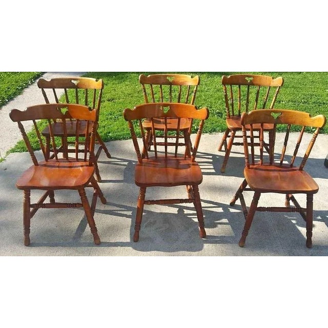 Wood Swiss-American Tell City Pub Chairs in Hard Rock Maple - Set of 6 - Two Sets Available For Sale - Image 7 of 10