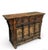 This antique elm sideboard features 2 upper drawers detailed with deep, hand-carved floral and leaf motifs and circular...