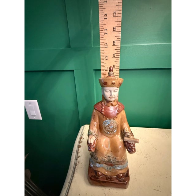 Ceramic Vintage Chinese Emperor Figurine For Sale - Image 7 of 7