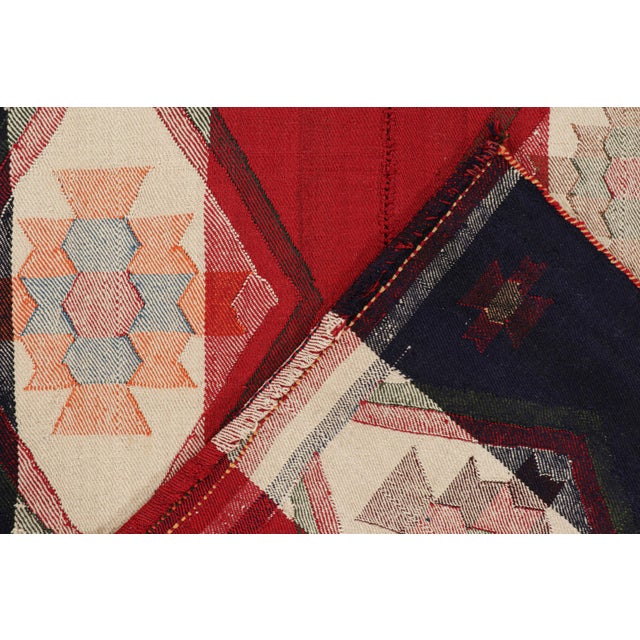 Textile Vintage Qashqai Jajim Persian Kilim in Red, White & Blue by Rug & Kilim For Sale - Image 7 of 7