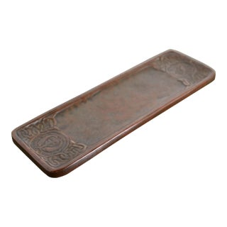Tiffany Studios New York Zodiac Pattern Bronze Pen Tray For Sale