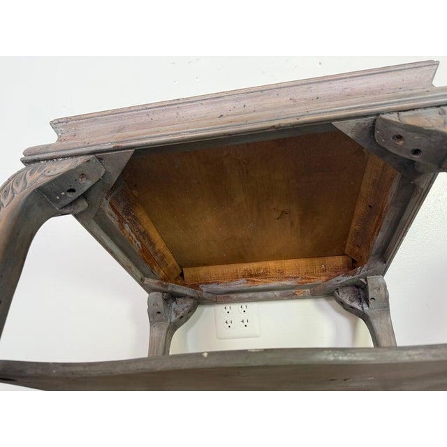 Pair of Distressed English Chippendale End Tables, Leather Tops, 1930s For Sale - Image 13 of 15