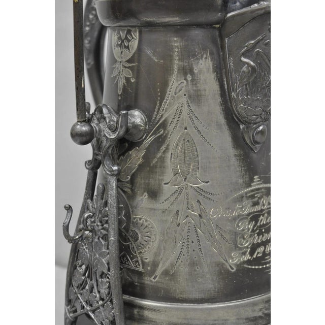 Antique English Victorian Silver Plated Tilting Coffee Pot on Stand W/ Engraving For Sale - Image 11 of 17