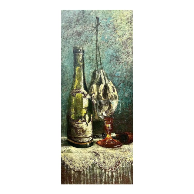 19th Century Still Life with Bottle, Glass, and Pipe For Sale