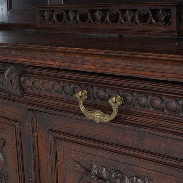 Antique Renaissance Revival Figural Carved Knight & Horse Oak Hunt Board C1890 For Sale - Image 12 of 18