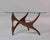 Mid-Century Modern Italian Mid-Century Sculptural Walnut and Brass Cocktail Table With Triangular Glass Top For Sale - Image 3 of 11